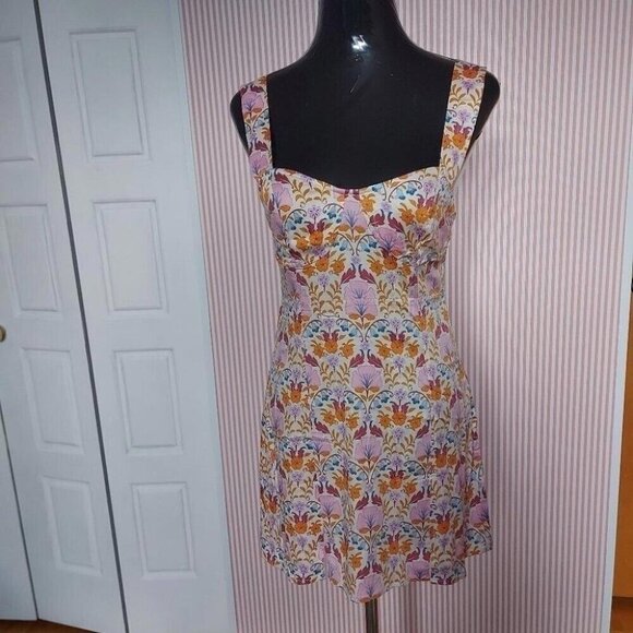 Free People Sasha Mini Dress Coquette Cottagecore Floral Sweetheart Small - Picture 4 of 9